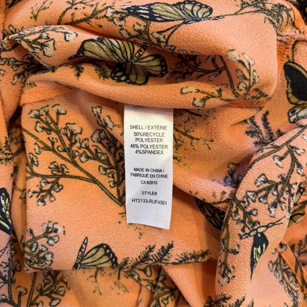Feminine ruffled sleeve/collar women's blouse with butterflies & dragonflies LG - Picture 5 of 5